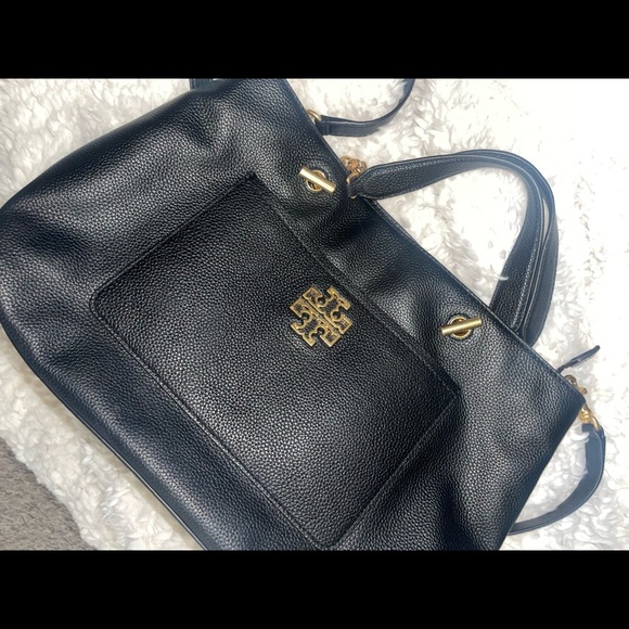 Tory Burch Bags Tory Burch Britten Laptop Black Leather Satchel Bag Women Color Black Poshmark